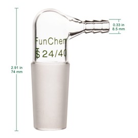 FunChem Borosilicate Glass 90 Degree Vacuum/Gas Adapter, Bent Inlet Adapter 24/40 Joint