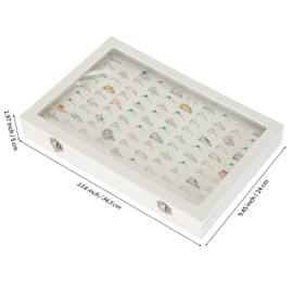 KUKUVR 100 Slots Ring Organizer Display Tray, Velet Jewelry Ring Stud Earring Holder Storage Box with Transparent Lid for Store Display Home dresser storage (White)