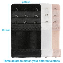 bamandan 6 Pieces Bra Extender 3 Hook, Women's Soft Comfortable Elastic Bra Extenders, Bra Extension Strap 3 Hook 3 Row, Bra Strap Extender