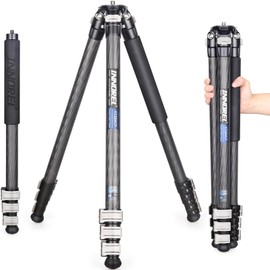 INNOREL KT254CF Carbon Fiber Tripod Professional Portable Compact Travel Tripod for Digital DSLR Camera Stand Support with Adjustable Center Column 1.01in/25.6mm Tube Max Load 33lbs/15kg