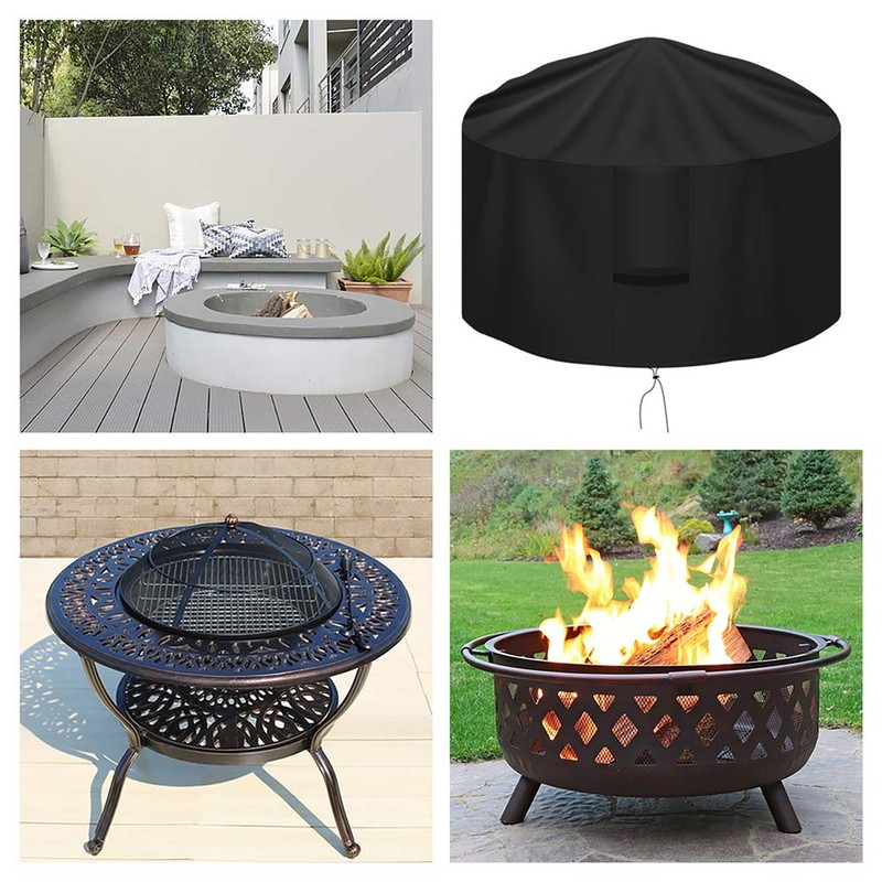OKPOW Fire Pit Cover 75cm, Firepit Covers Waterproof Round-600D,Anti-UV,Heavy Duty