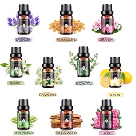 Essential Oils Set, 20x10ml Aromatherapy Essential Oil Kit for Diffuser, Humidifier, Massage, Skin & Hair Care - Lavender, Eucalyptus, Tea Tree, Sweet Orange, Lemongrass and Peppermint