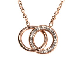 LuckyLy Collar de Mujer con Círculos Entrelazados, Cadena de Acero Inoxidable con Baño de Oro Rosa 18k y Dije con Zirconia Cúbica – Regalos para Mujer Originales y Regalos para Mamá, Modelo Amy
