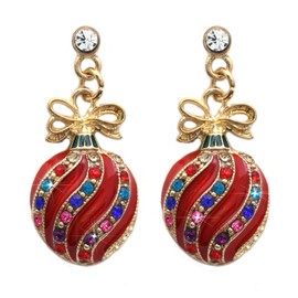cocojewelry Christmas Ornament Bow Post Dangle Earrings