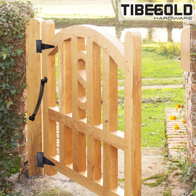 TIBEGOLD 11-1/2" Gate Spring Self Closing, Heavy Duty Black Door