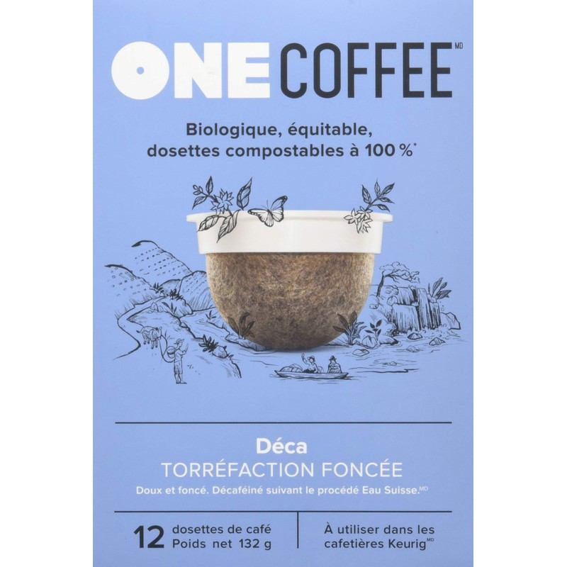 OneCoffee Organic Decaf Dark Roast 12 Count Single Serve Coffee