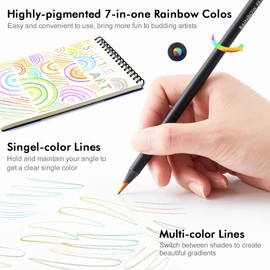 Shuttle Art 120 Pack Rainbow Pencils Bulk, 7 Colors in 1 Rainbow Colored Pencils, Pre-sharpened, Break-resistant Black Wooden Pencil for Kids and Adults Coloring, Drawing, Sketching, Doodling, Gifts