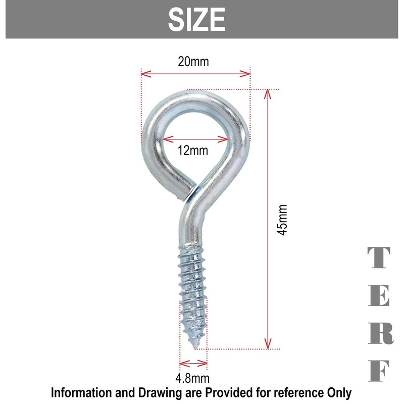 TERF® 45mm Eye Screw Hooks 45mm (1.77 inch) Ring Shape