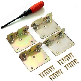 Bed Rail Brackets - Bed Rail Fittings with Screwdriver - Heavy Duty Non-Mortise - Set of 4 (Screws Included)