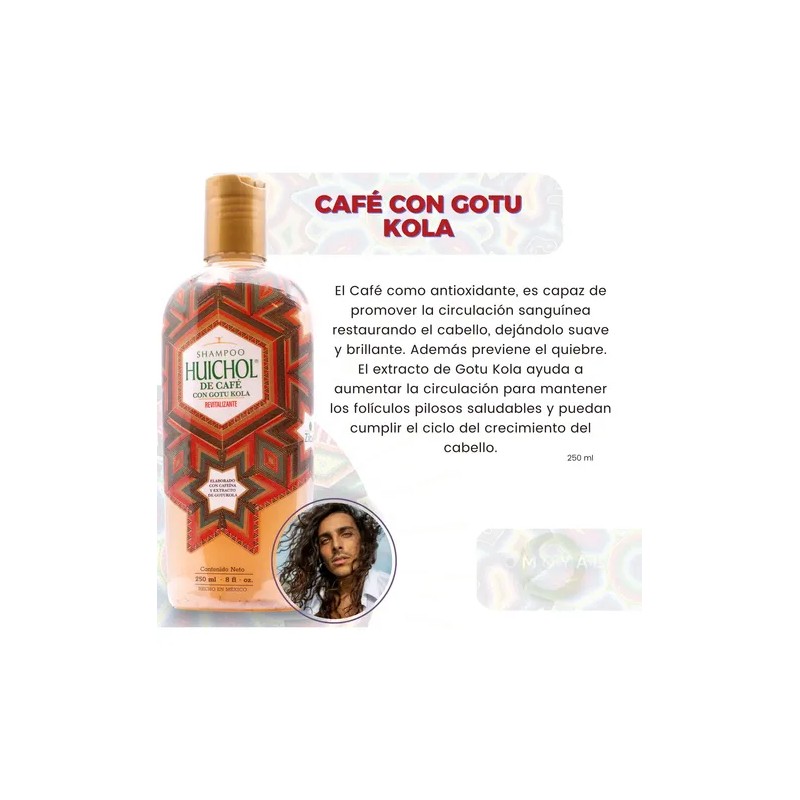 Shampoo Huichol Café Con Gotu Kola Revitalizante 250 Ml