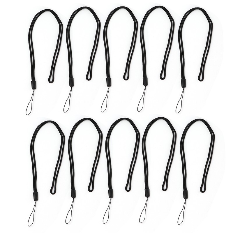 10pcs Neck Lanyard Black Polyester Badge Holder for Students Staff