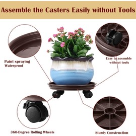 7 Packs Plant Caddy with Wheels 11.8" Plastic Rolling Plant Stands Heavy-duty Plant Dolly with Casters Indoor Outdoor Wheeled Plant Roller Base Large Planter Saucers Plant Mover
