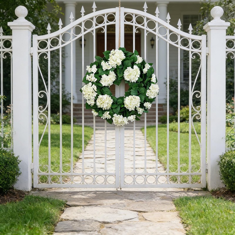 27" Hydrangea Wreath for Front Door – All-Season Wedding Décor