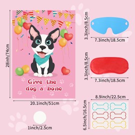 Hxezoc 48 Pieces Pin The Bone on The Dog Party Game - Large Poster for Kids Birthday, Carnival Party Supplies
