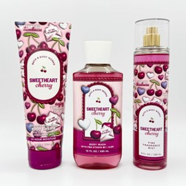 Sweetheart Cherry 3-Piece Bath Bundle | Ultimate Hydration Body Cream, Body Wash and Fine Fragrance Mist