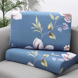 Plaid Print Cotton Pillow Case Covers for Contour Neck Memory Foam Pillow Pillowcase with Zipper (Blue flowers)