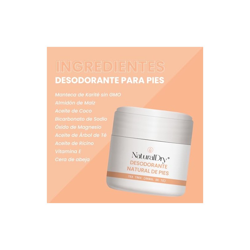 NaturalDry Desodorante para PIES - 100% Natural - Aceite esencial