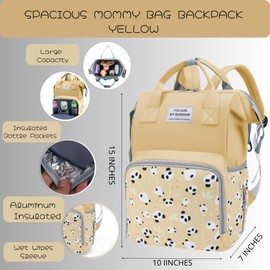 MARYAS Baby Diaper Bag Backpack for Girls & Boys - Mochila Pañalera para Bebe, Toddler Diaper Bag Maternity Backpack for Mom Waterproof Diaper Bags with Insulated Pockets & Stroller Straps. Yellow