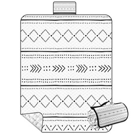 Nesphy Picnic Blankets Beach Blanket, 79" x 59" Waterproof Sandproof Foldable Large Outdoor Picnic Mat for Beach, Camping, Park, Travel, Concert, Great Gift for Families and Couples (Simple Lines)