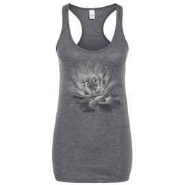 Yoga Clothing For You Womens Lotus Flower Poly/Cotton Racerback Tank, Small Heather Charcoal