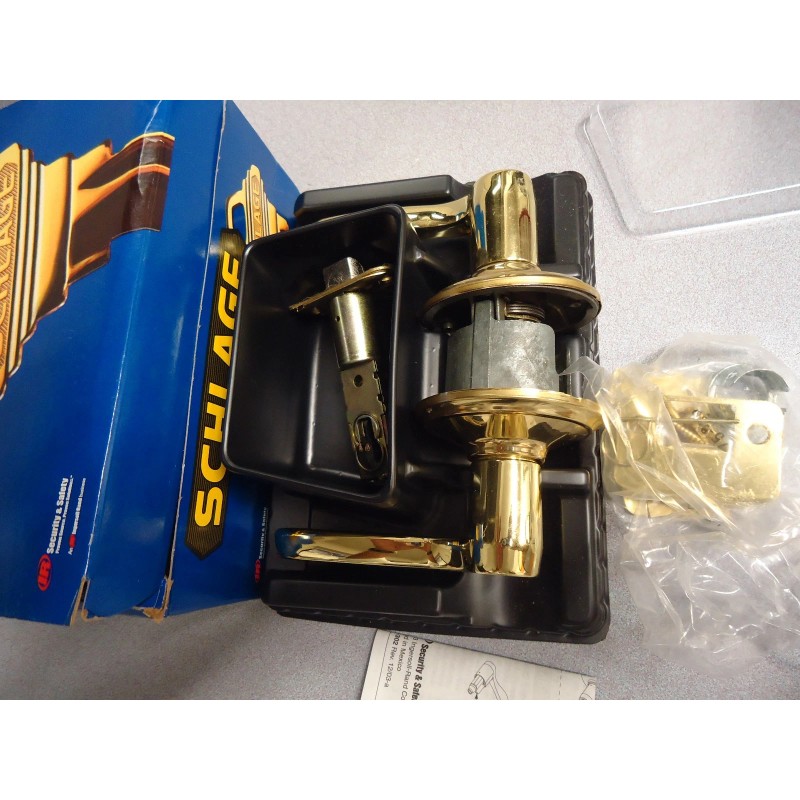 SCHLAGE BRIGHT BRASS DOORKNOB ,HALL & CLOSET P515-322