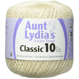 Coats Crochet Aunt Lydia's Crochet, Cotton Classic Size 10, Ecru