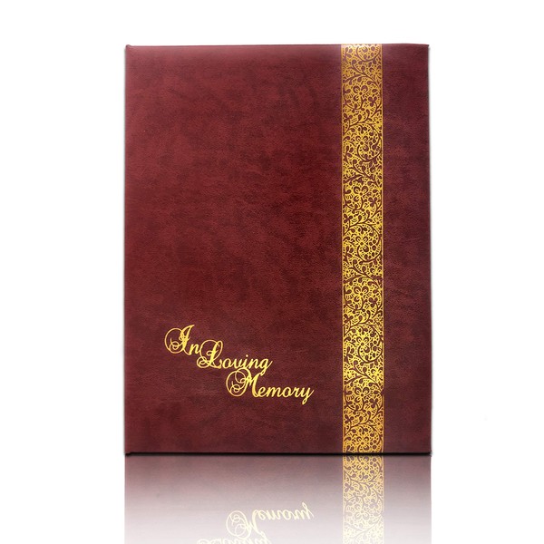 SmartChoice Funeral and Memorial Service Guest Register Book “in Loving Memory”, Burgundy Leatherette, Split Ring Format with Removable Pages, 7.25x10 Inches