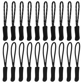 MAXQUU 20 Pieces Zipper Pull Cords, Zipper Label Pull Cords, Jacket Zipper Pull Cords, Zipper Replacement Pullers (Black)