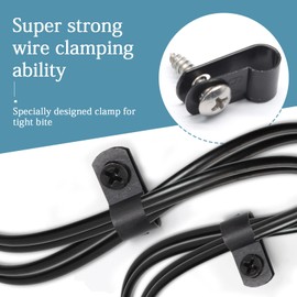 100 Pcs 1/4 Inch Black Nylon Screw Mounting R-type Cable Clip Wire Clamp, 6.4mm Cable Clip Wire Clamp for Wire Management, Stainless Steel Screws Includedc