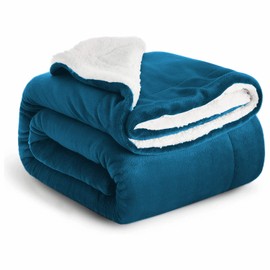 Imperial Rooms Sherpa Fleece Blanket Bed Throws Blankets For Sofas Soft Fluffy Thick Blanket Reversible Microfiber Throw (Teal, Single (130 x 150 Cm))