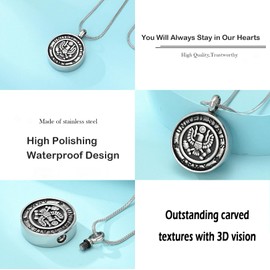 Hearbeingt Cremation Jewelry for Ashes USA Army/Air Force/Navy/Firefighter Memorial Urn Necklace for Ashes Keepsake Pendant for Women Men