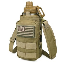 DEFUNX 32 Oz Water Bottle with Sleeve - Insulated Bottle with Strap Stainless Steel Gym Water Bottles for Men Sports Workout Hiking Khaki