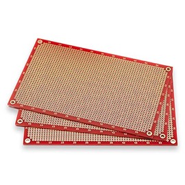 PROTOPATCH® Premium Perforated Grid Board (Pack of 3) | Perforated Board | PCB Board | Prototype PCB Board | Euro Board | 160 x 100 mm | Double Sided | Round Pads | Red | PTH | 2.54 mm