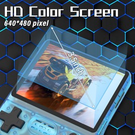 FVBADE 【30000 in 1】 R40S PRO Handheld Game Console 3.5 inch IPS Screen Mini Retro Console 3800mAh Portable Pocket Arcade 12+ Mainstream Emulator 256G TF Card Transparent(Bl)