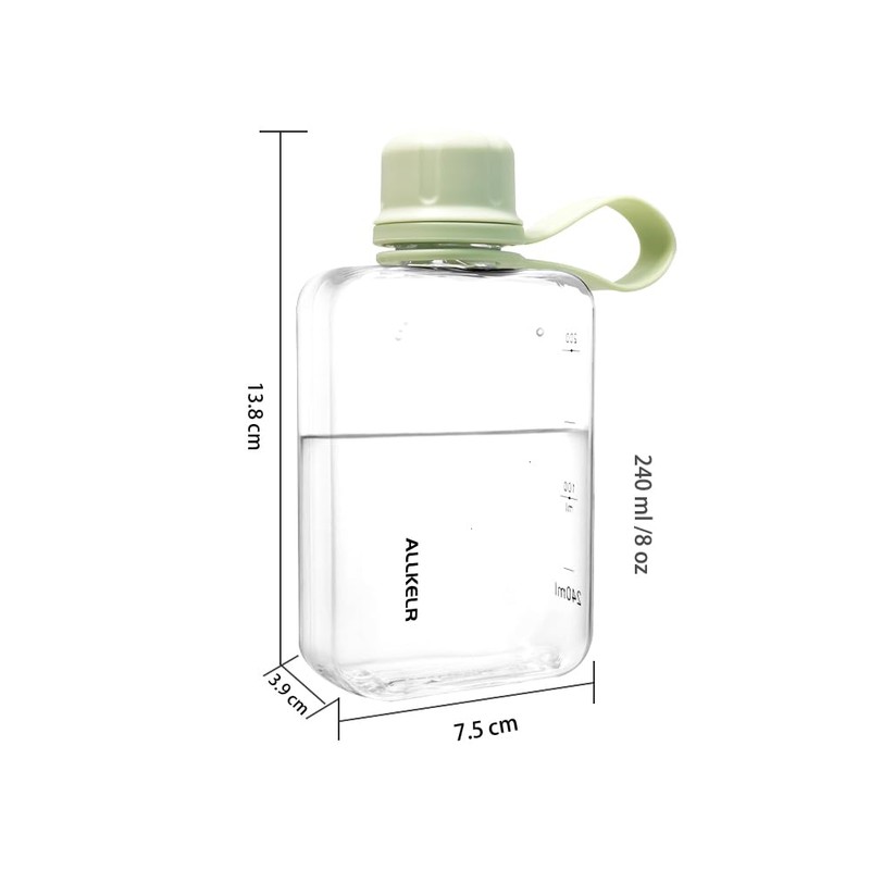 ALLKELR Portable Flat Water Bottle,BPA Free Reusable Tritan Plastic Travel