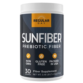 REGULAR DAY Sunfiber, Prebiotic Fiber Supplement for Digestive Health - Promotes Gentle Regularity | Gluten Free, Vegan, Dairy Free, Non-GMO, Keto, Tasteless | One Simple Ingredient | 30 Servings