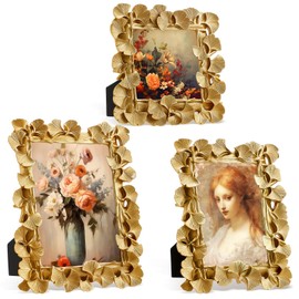 Beeveer 3 Pcs Vintage Gold Photo Frames 4x4,4x6, 5x7 Resin Rectangle Antique Picture Frame with Glass Front and Backboard for Wall Hanging Table Top Display for Home Hotel Wedding(Classic Style)