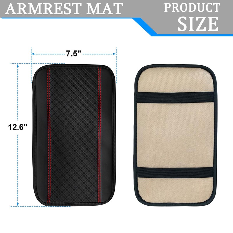 Car Center Console Cover, Fiber Leather Anti-Scratch Vehicle Armrest Storage