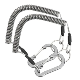SANLIKE Wire Spring Cord Strap for Fishing, Wire Rope, Stretchable, Carabiner, Ring, Coil Strap, Prevents Falling, Theft, Loss, Multi-Purpose, te Rope (Daily, 6.6 lbs (3 kg) Support, 39.4 - 2 PCS)