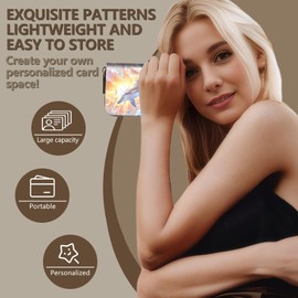 Tudguiloae Credit Card Holder Wallet for Women, Card Wallet with Zipper Design and Double-Sided Mirror, Rfid Wallet Women Fashionable and Convenient, Gifts for Friends (Dolphion in The Ocean)