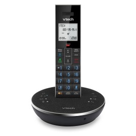 VTech LS6381 DECT 6.0 Cordless Phone with Bluetooth Speaker, Echo Cancellation, Noise Reduction, Music Streaming, Landline Phone with Answering Machine Easy to Read Smart Call Blocker