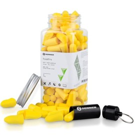 Senner SchaumPro Hearing Protection for a Peaceful Sleep or Protection at Work - Earplugs with High Noise Insulation (SNR) of 35 dB, Receives Alarm Tones, 60 Pairs with Aluminium Container for Transport