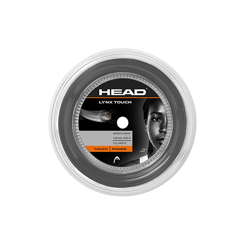 HEAD Lynx Touch 200m Reel Tennis String, Black, 17