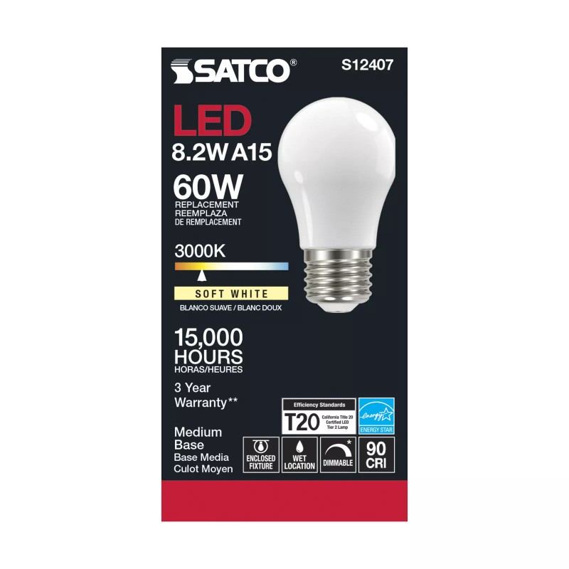 Satco 6 Pack Satco S12407 LED Filament Bulbs 120V 8.2W