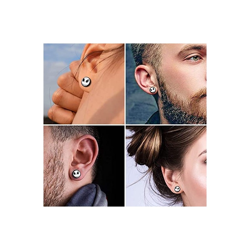 316L Surgical Stainless Steel Jack Skellington Round Circle Button Stud
