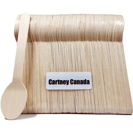 Cartney Canada Disposable Biodegradable Natural Restaurant Cafe Bar Catering Camping Wooden Spoon (100 Pack)