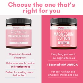 Nighttime Magnesium Lotion with Arnica – Soothing Relief & Relaxation, Highly Concentrated Magnesium for Muscles & Joints – Apply to Legs or Feet Before Bed – Skin-Friendly