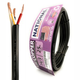 NATIONAL Wire&Cable - 14 Gauge 3 Conductors Premium Electrical Wire - Made in USA - 14 AWG Wire Stranded PVC Cord Copper Cable 25 Ft. Flexible Low Voltage LED Cable Lighting Automotive