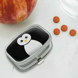 Cute Penguin Black and White Rectangle Pill Case Trinket Gift Box