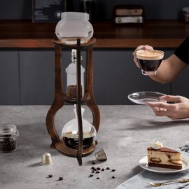 YINZINR Cold Brew Drip Coffee Maker, 600ml/20.29oz Capacity 6-8 cup Iced Coffee Cold Brew Drip Tower Coffee Maker Ice Coffee Machine, for Home Office Coffee Shop, Brown